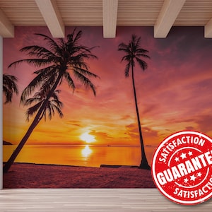 Beach / Sunset Wall Mural, Peel and Stick Removable Vinyl Wallpaper