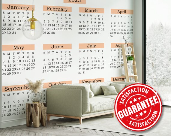 Calendar / 2023 Wall Mural, Peel and Stick Removable Vinyl Wallpaper - Etsy