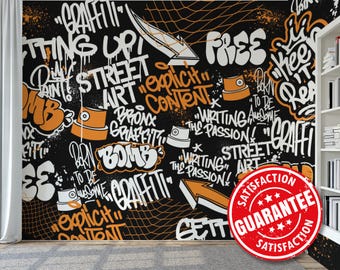 Street Art Graffiti Mural Wallpaper, Urban Design (Peel & Stick or Non-pasted)