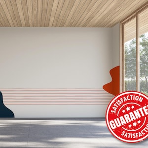 Minimal Abstract Mural Wallpaper, Modern Large Wall Mural Print - Removable Peel & Stick or Non-pasted