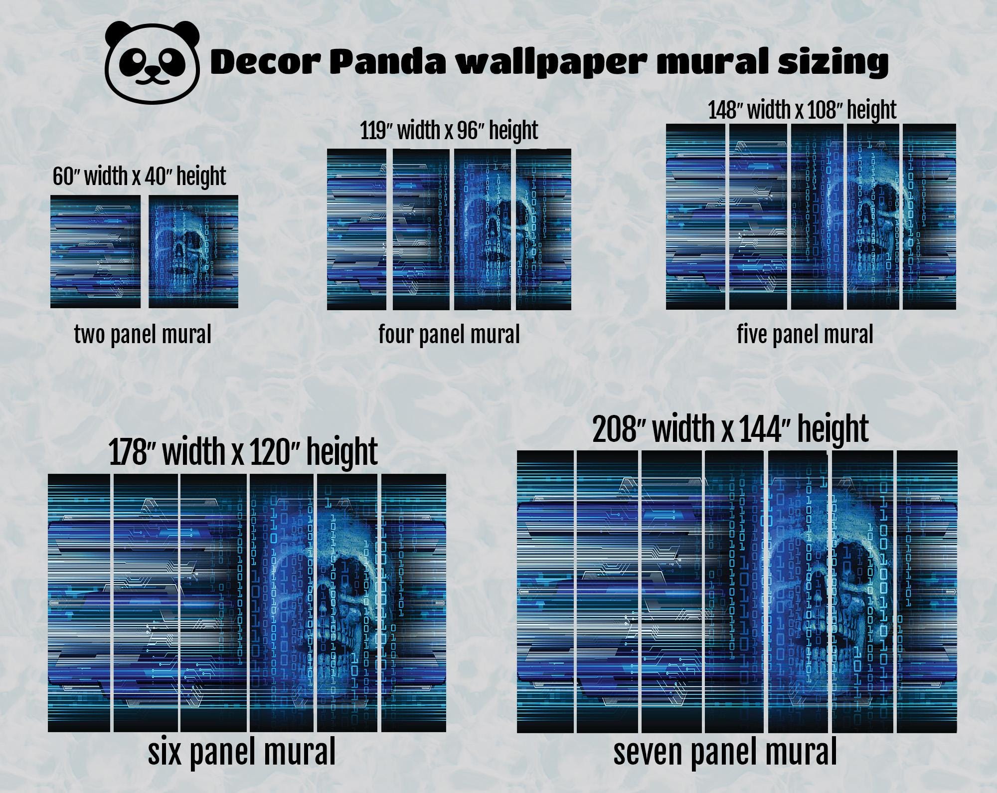 Cyber Skull Binary Mural - Gothic Hacker Code Wallpaper (peel & Stick ...
