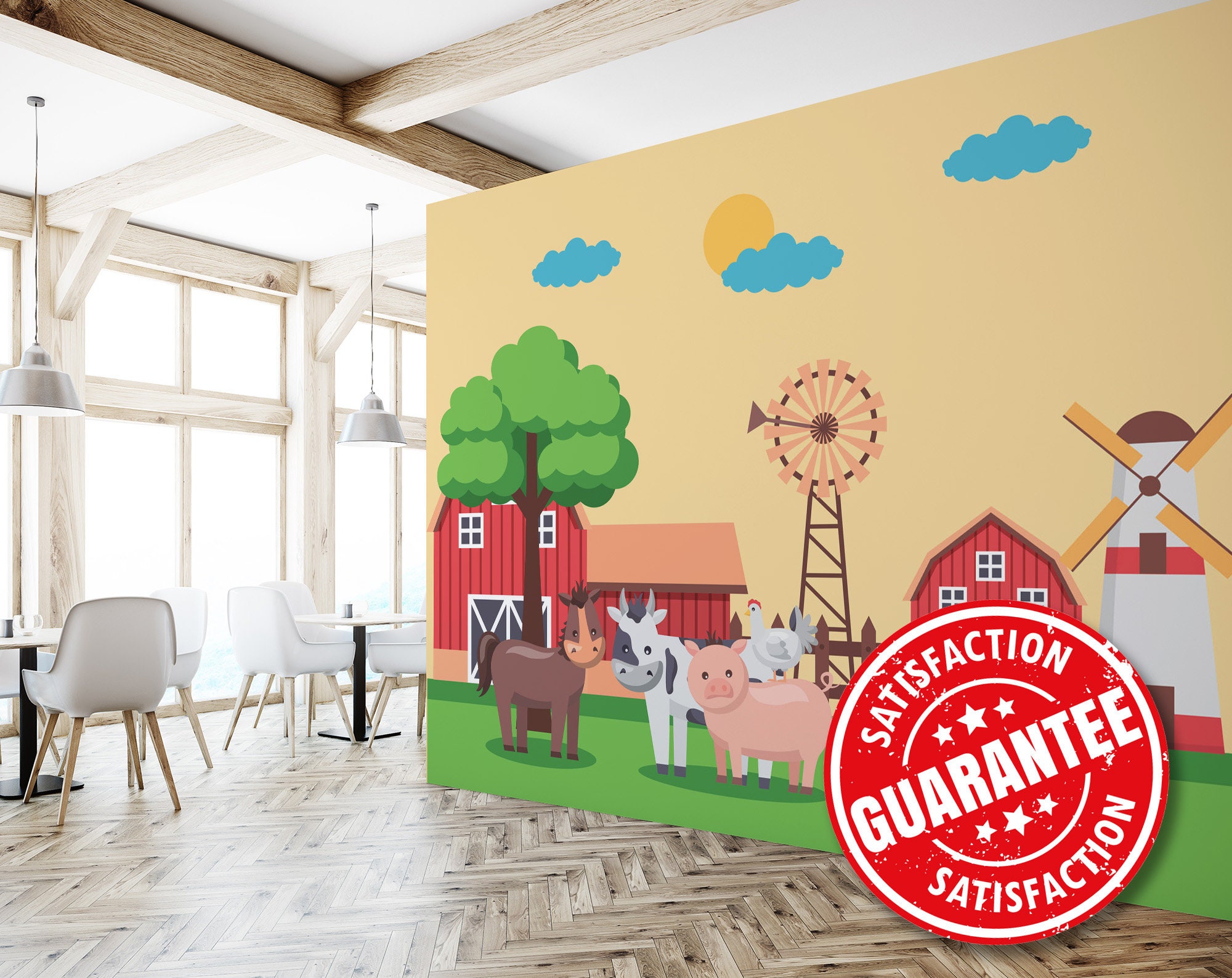 Farm / Animals Wall Mural Peel and Stick Removable Vinyl Etsy