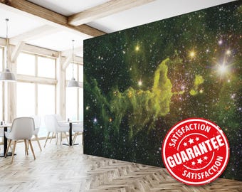 Galaxy Nebula removable vinyl mural / Peel and stick Nebula wallpaper mural / Hubble mural print - Peel & Stick or Non-Pasted