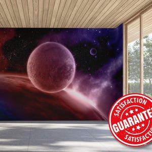 Moon Galaxy Mural Wallpaper, Moon Large Wall Mural Print - Removable Peel & Stick or Non-pasted