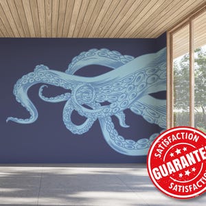 Blue Octopus Tentacles removable mural / Kraken wallpaper mural - Peel & Stick or Non-pasted / Nautical mural print
