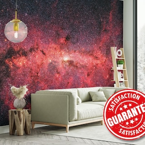 Red Milky Way Galaxy Mural – Peel and Stick Wallpaper - Etsy