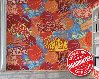 Graffiti Basketball Wandbild - Street Art Wallpaper abziehen und aufkleben