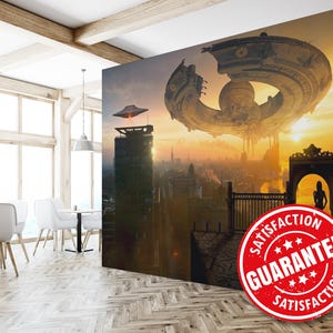 Sci-fi Mural Wallpaper, Large Wall Mural - Removable Peel & Stick or Non-pasted