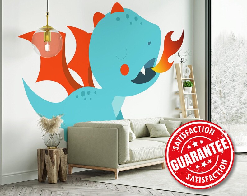 Cute Dragon Kids Mural, Fantasy Wall Decor (peel & Stick or Non-pasted ...