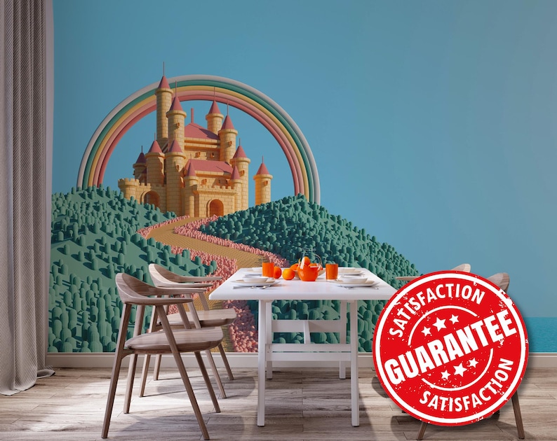 Dream Castle Mural – Rainbow Island Peel and Stick Wallpaper - Etsy