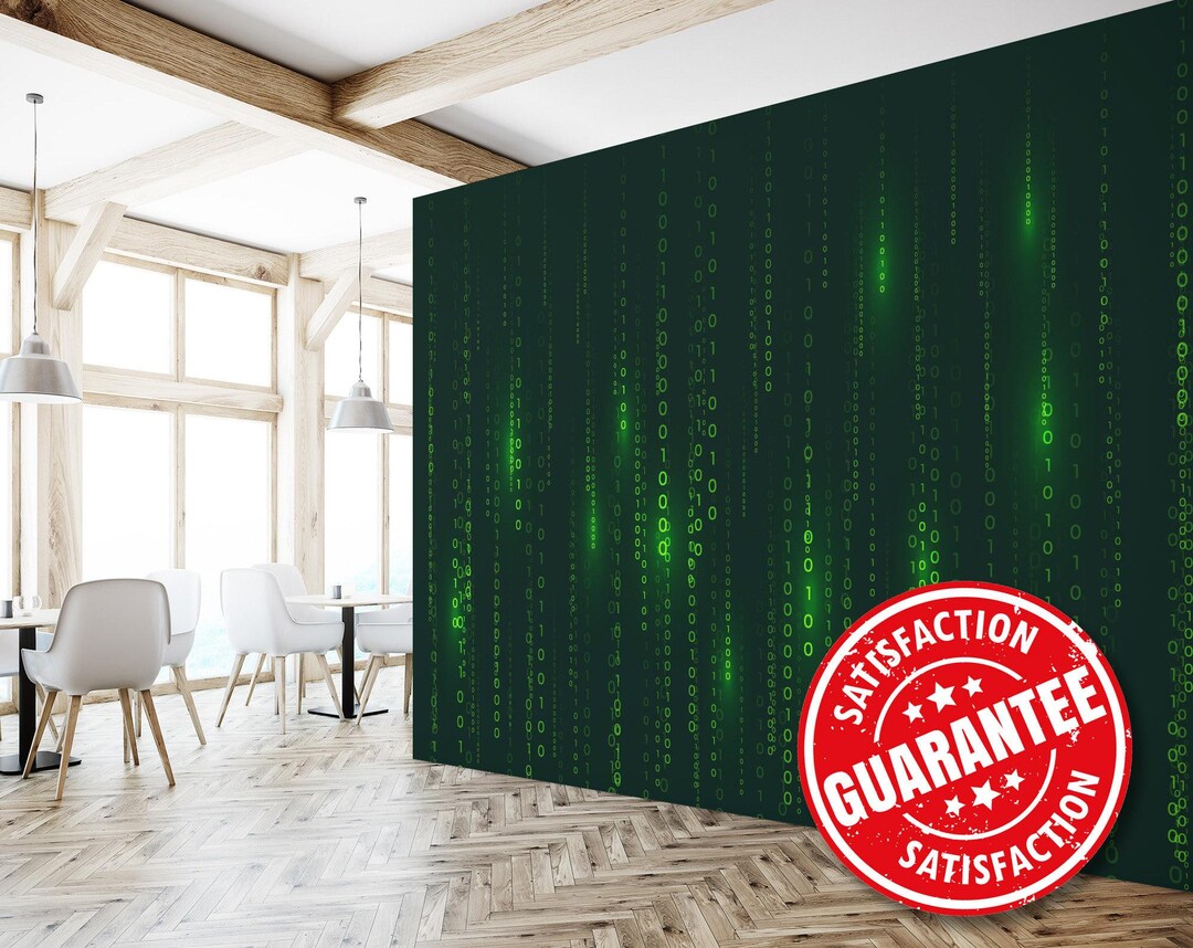 Cyber Matrix Binary Code Mural Peel And Stick Wallpaper Etsy