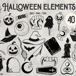 Halloween SVG Bundle - Halloween SVG Cut Files for Cricut - Halloween Cut Files - Halloween Line Art - Halloween PNG Graphics - Pumpkin Svg