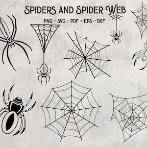 Spiders and Spider Web Bundle, Spider Svg, Spider Web Svg, Spider Bundle, Spider Silhouette, Spider Clipart, Spider Cut File,