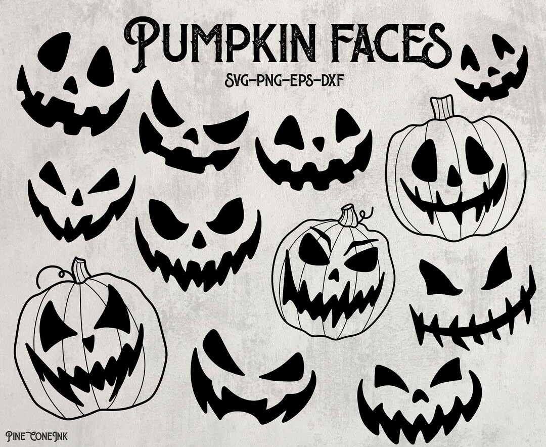 Halloween Pumpkin Faces SVG Bundle Pumpkin Faces Clipart Jack O Lantern ...