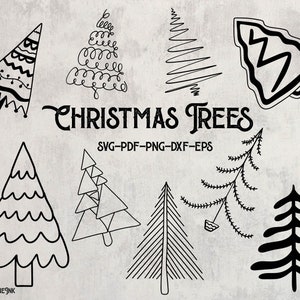 Christmas Tree Svg Bundle, Christmas Svg, Christmas Tree Svg, Christmas Clipart, Hand Drawn Pine Svg, Christmas Dxf, Christmas Png Bundle