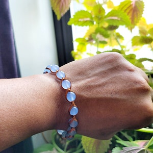 Sky Blue Agate Wire Wrapped Bangle