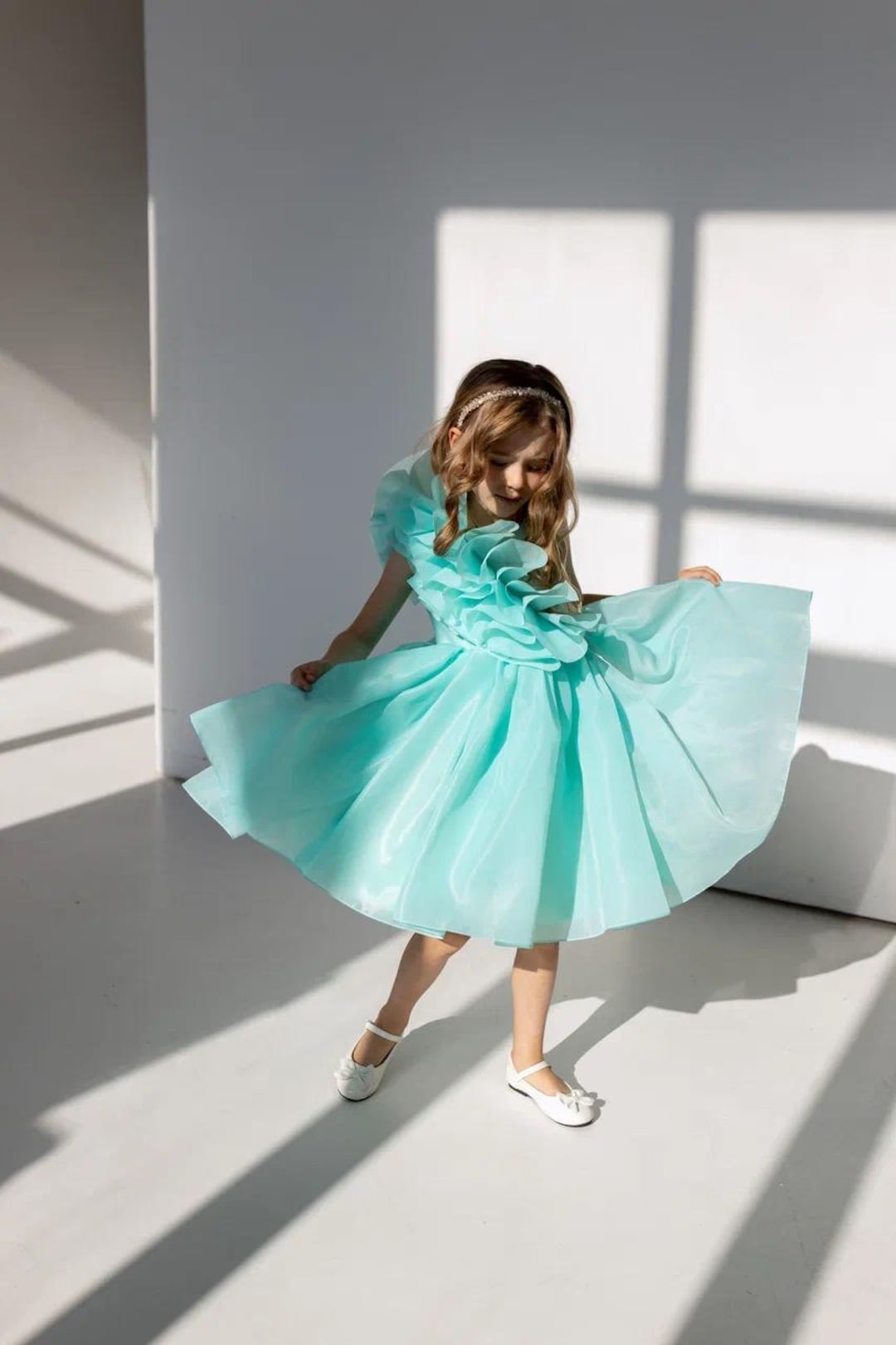 mint green tutu dress Organza Dress: Crystals, Ruffles, Princess Toddler Gown Africanimports