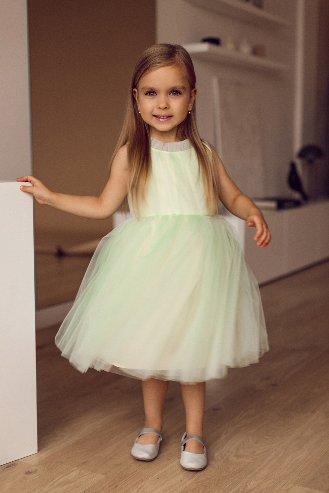 Green Flower Girl Dress, Baby Girl Dress, Cute Girl Dress, Kids Dress ...