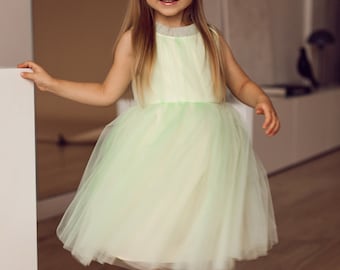 Green flower girl dress, baby girl dress, cute girl dress, kids dress for wedding, girl party dress, formal dress for girls