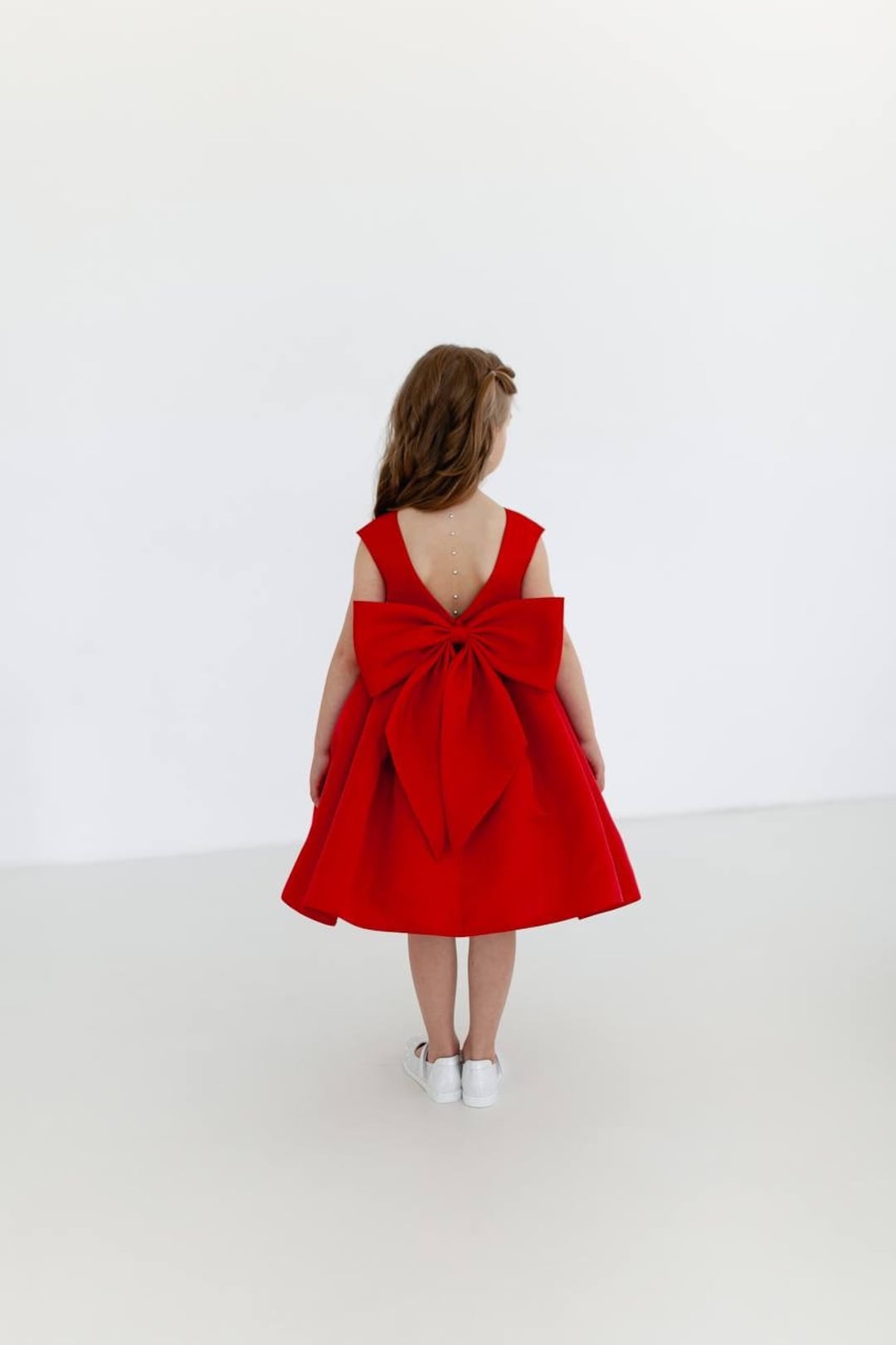 Baby Girl Princess Dress Toddler Bow Red Party Dress main image 1