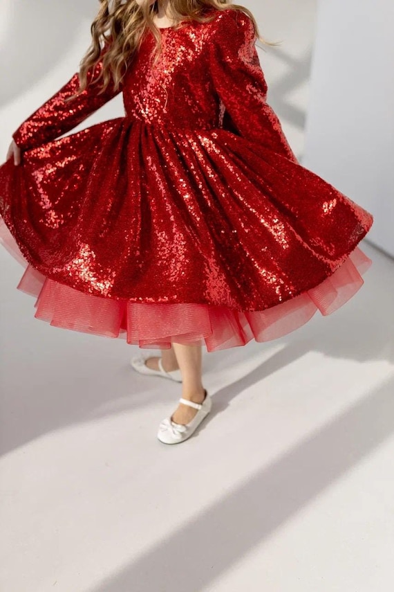 toddler sequin dress long sleeve Toddler Girls Long Sleeve All-Over Sequin with Back Bow Social Dress
