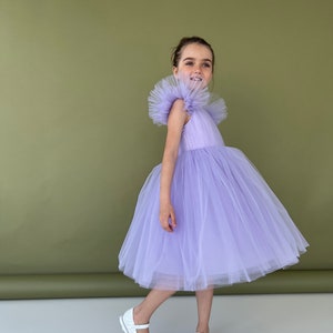 Tulle flower girl dress Lavender purple girls dress Birthday girl dress Princess girl dress for wedding Photoshoot girl dress image 1