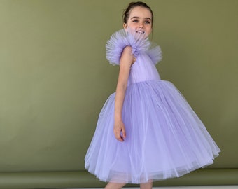 Robe fille fleur de tulle ~ Robe de fille violette lavande ~ Robe fille d’anniversaire ~ Robe de fille princesse pour le mariage ~ Robe de fille Photoshoot