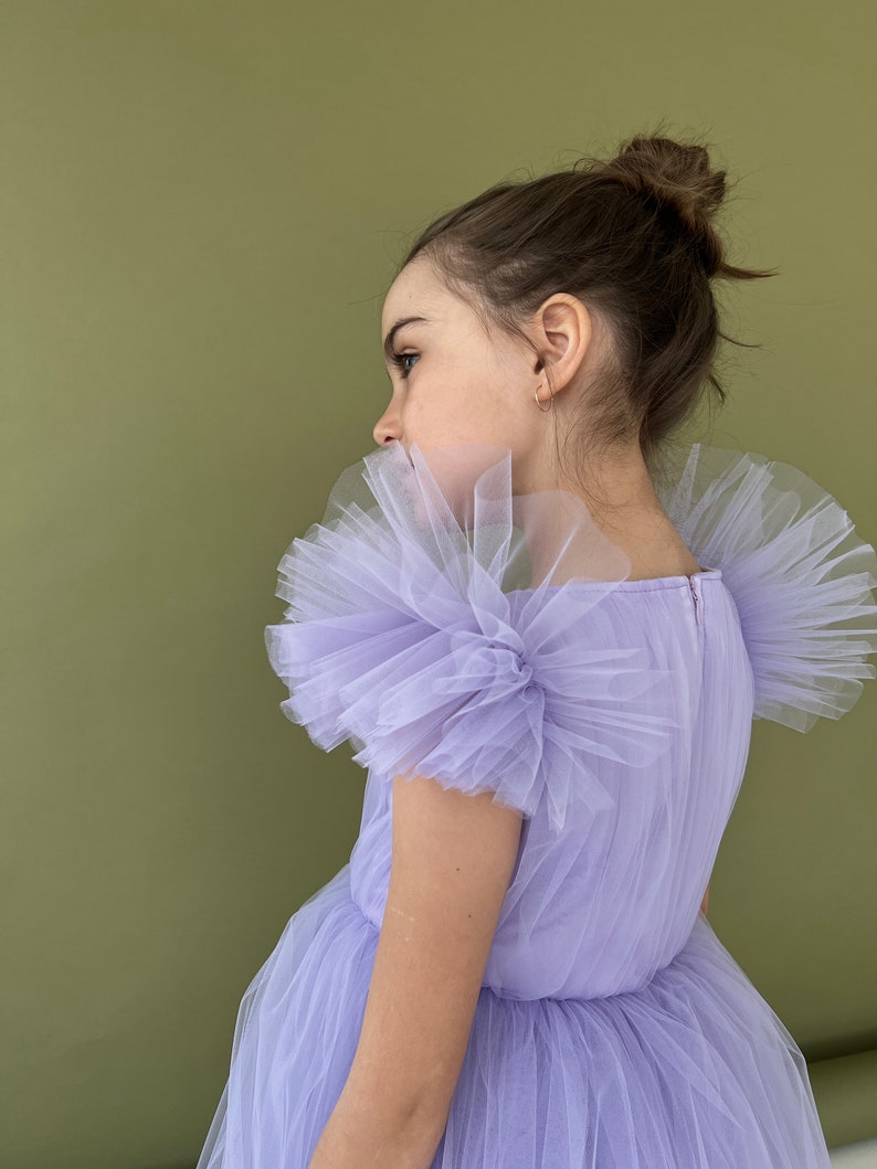 Tulle flower girl dress Lavender purple girls dress Birthday girl dress Princess girl dress for wedding Photoshoot girl dress image 5