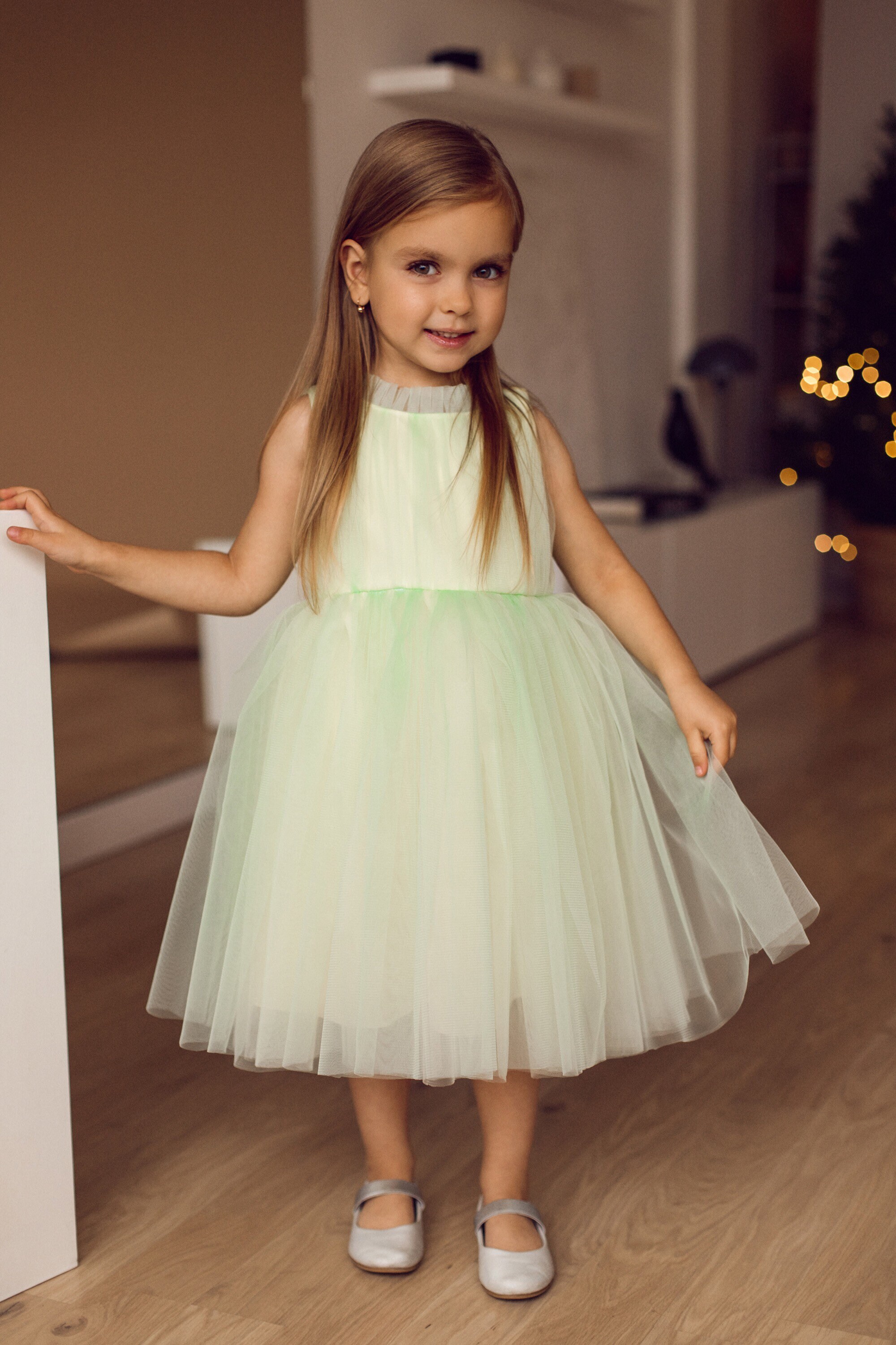 Baby Kids Birthday Green Flower Dresses for Girls 0-3Years Toddler Kids Flower Girls Summer Dress