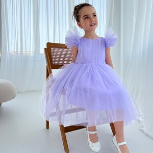 Tulle flower girl dress Lavender purple girls dress Birthday girl dress Princess girl dress for wedding Photoshoot girl dress image 6