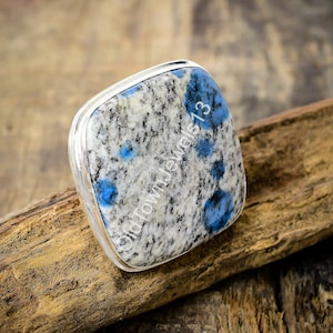 Natural K2 Jasper Ring: Sterling Silver Statement Ring, Size 7