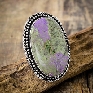 Rare Purpurite Large Ring, Handmade Ring, In Sterling Silver, Size / 8 US