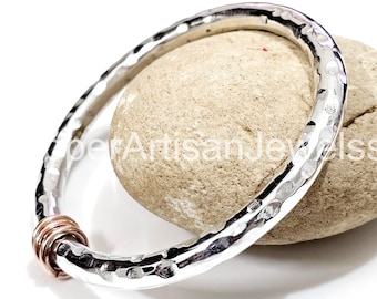 Bracelet jonc en argent massif à maillons ronds | Bracelet jonc en argent massif à petits maillons | Bracelet en argent épais | Cadeau pour femme | Fait main
