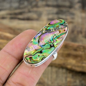 Abalone Shell Ring Long Ring, Women Ring, Gift For Her In Sterling Silver, Size / 9 US Mother's Day gifts Special Jewellery