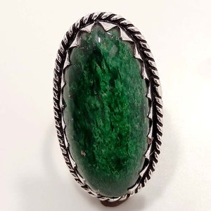 Green Aventurine Ring, In Sterling Silver, Size / 5 3/4 US