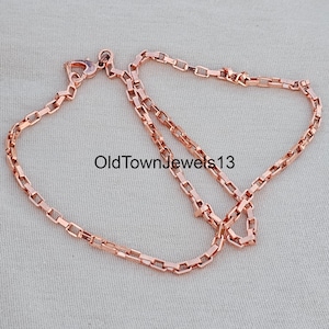 Handmade Pure Copper Wheat Figaro Chain Necklace: Viking Style