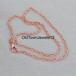 Handmade Pure Copper Wheat Figaro Chain Necklace: Viking Style