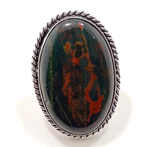 Natural Bloodstone Ring, Handmade Ring, In Sterling Silver, Size / 6 US