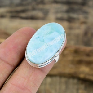 Dominican Republic Larimar Ring, Statement Ring, Blue Ring, In Sterling Silver, Size / 7 US