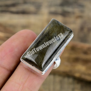 Handmade Sterling Silver Labradorite Ring - Size 8