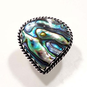 Zeldzame ring met Puaa-abaloneschelp, in sterlingzilver, maat: 8 1/4 US
