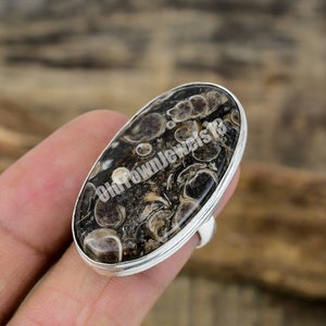 Elegant Tutela Fossil Ring, Valentines gifts Ring , In Sterling Silver, Size / 7 US