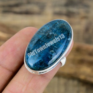 Blue Apatite Ring, Handmade Silver  Ring, Dainty Ring, In Sterling Silver, Size / 7 US