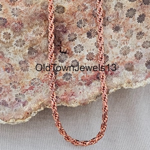 Oxidized Solid Copper Rope Chain Necklace: Handmade 3mm