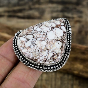 Large Ring American Wild Horse Ring Statement Ring, In Sterling Silver, Size / 7 US