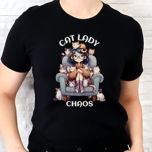 Katzendame Chaos für Katzenmutter, Katzenliebhaber Aufkleber, lustige verrückte Katzendame Clipart, Katzenliebhaber Tasse Sublimation, transparente Katzengrafik für Mama