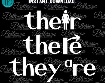 Funny Grammar SVG for English Teacher Sarcastic Their There They're Cut File for Cricut Sassy Grammar Clipart for ESL Reading Teacher