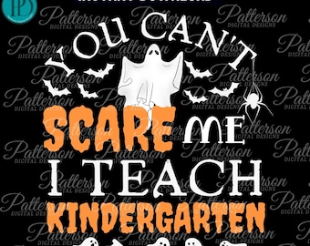 Nie przestraszysz mnie, uczę przedszkolaków PNG, grafika sublimacyjna na Halloween dla nauczyciela (do pobrania cyfrowego)