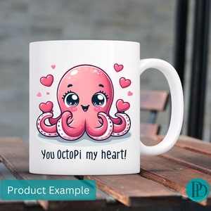 Sie OctoPi My Heart Clipart Grafik entzückender rosa Oktopus mit Herzen Perfekt für Valentinstag & Geschenke und Kid Decor Instant Download PNG
