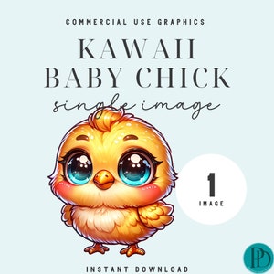 Cute Kawaii Baby Chick PNG Graphic Single Image Commercial Use Transparent PNG Baby Shower Nursery Decor Birthday Party Sublimation Clipart